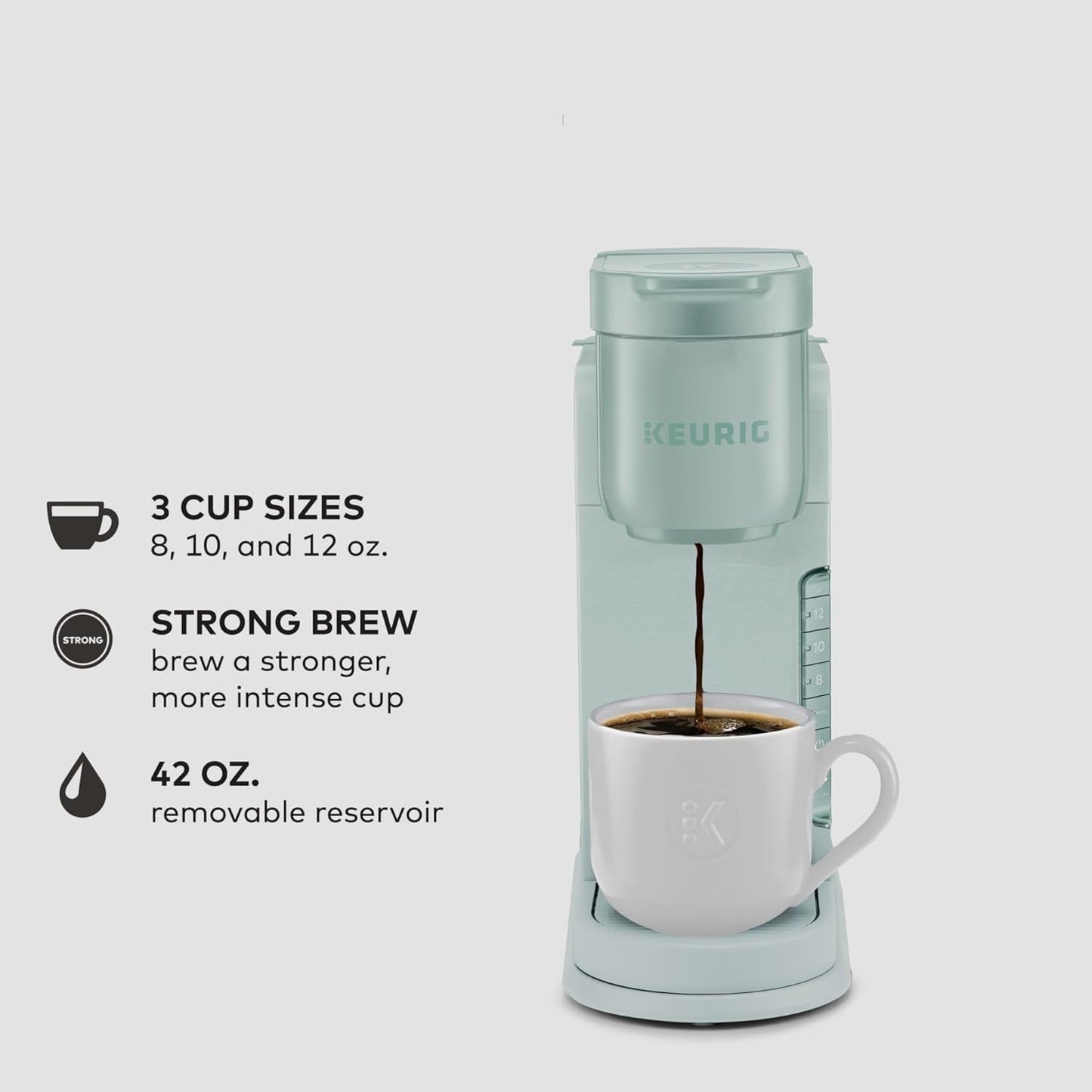 Keurig K-Express Single Serve K-Cup Pod Coffee Maker, 3 Brew Sizes, Strong Button Feature, 42Oz Removable Reservoir, Mint