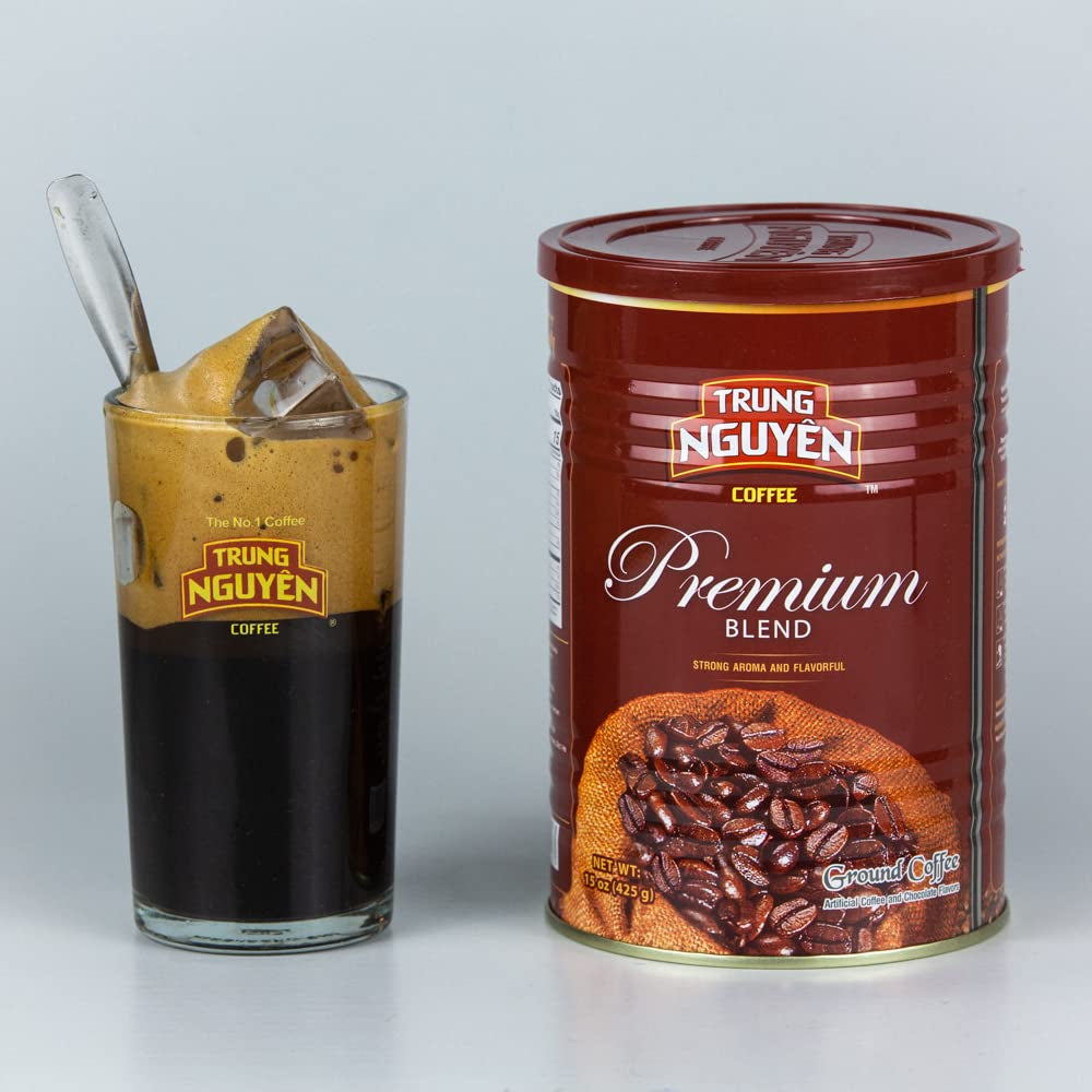 Trung Nguyen — Premium Blend — Roasted Ground Coffee Blend — Strong and Bold — Arabica & Robusta — Chocolate Flavor — Vietnamese Coffee 1 Can (15 Oz) - Best Coffee and Brew