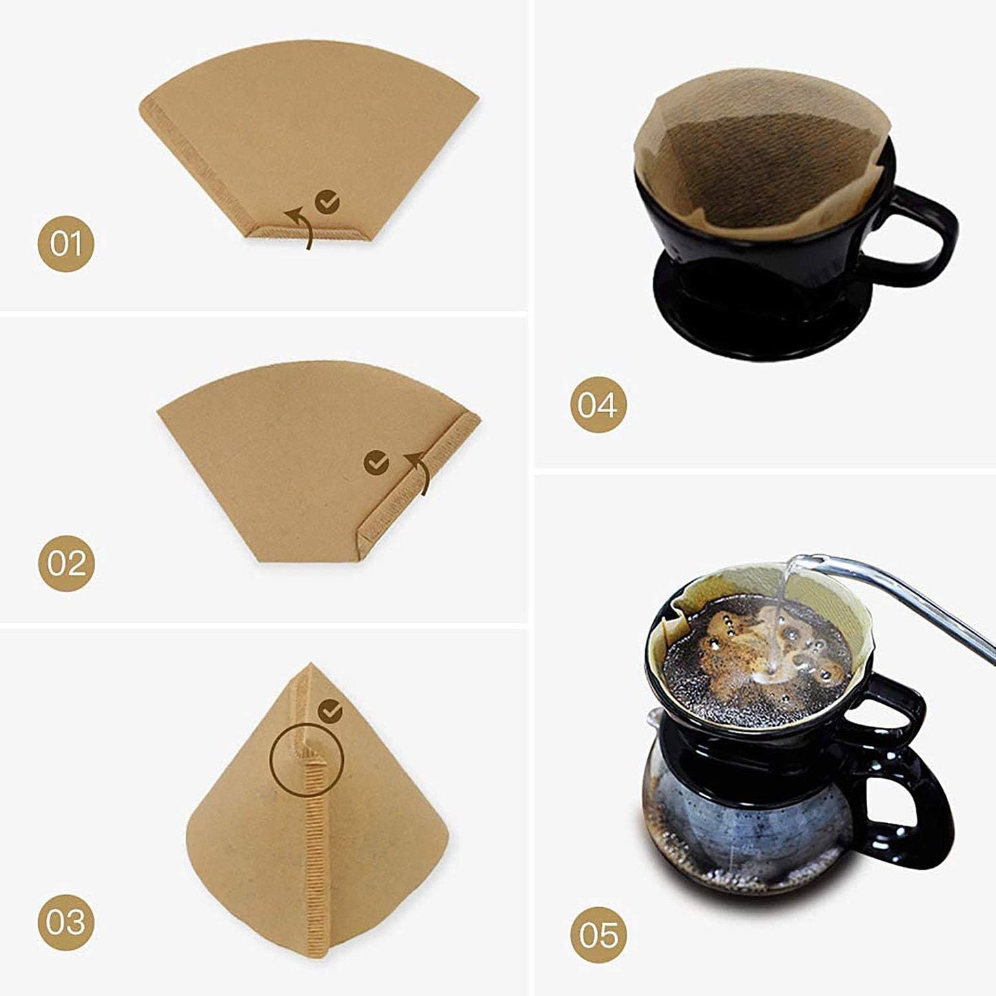 #4 Cone Coffee Filter 8-12 Cup, Unbleached Natural Paper, No Blowout, Disposable, 100 Count - Best Coffee and Brew