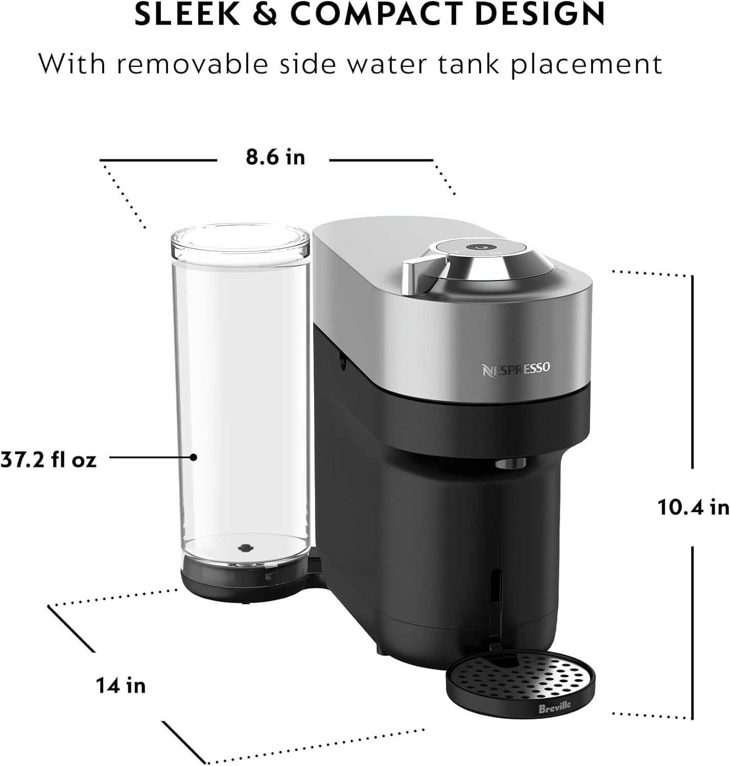 Nespresso Vertuo Pop+ Deluxe Coffee and Espresso Maker by Breville, Titan