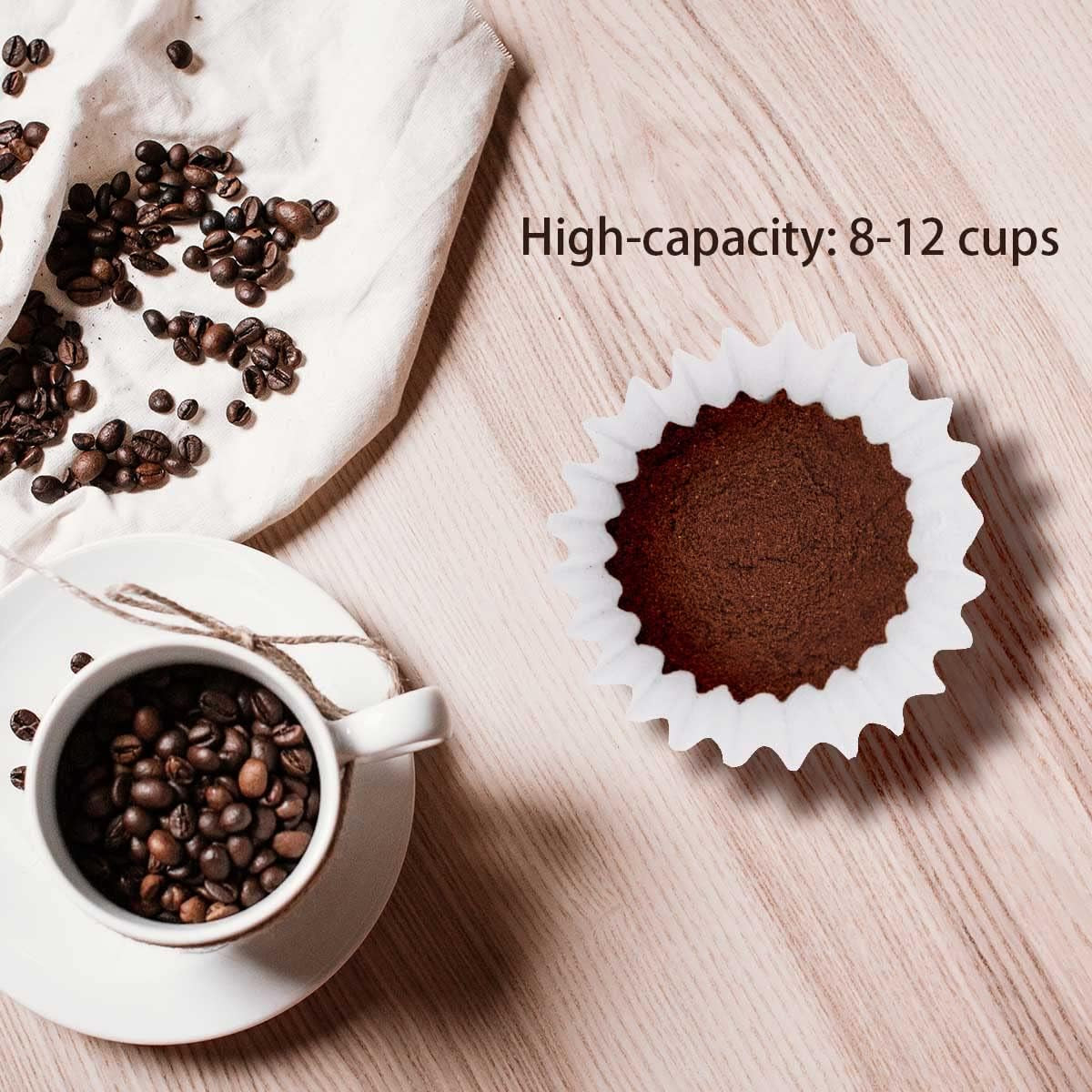 Coffee Filters 8-12 Cup, 7.875 Inch X 3.25 Inch, 100 Count Basket Coffee Filters, White Disposable 8 to 12 Cup Coffee Filter Paper - Best Coffee and Brew
