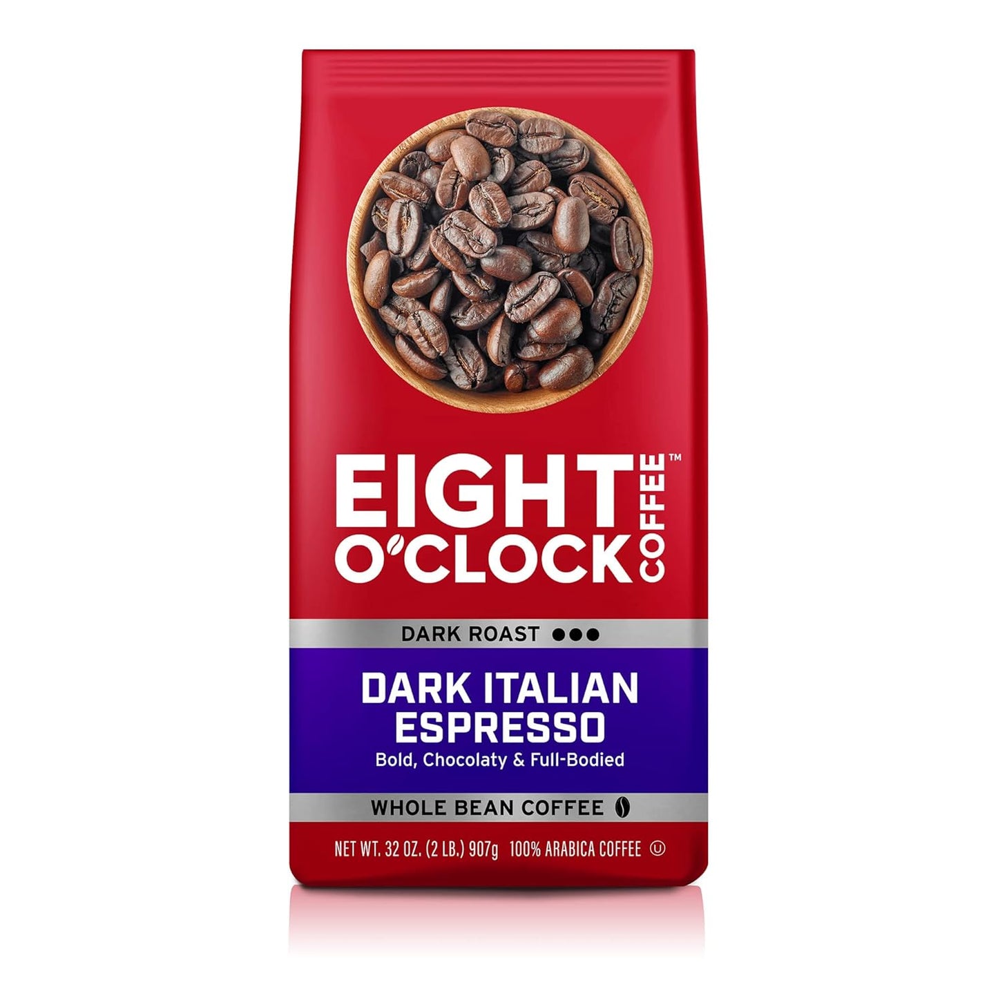 Eight O'Clock Coffee Dark Italian Espresso, 32 Ounce (Pack of 1) Dark Roast Whole Bean 100 % Arabica Coffee, Bold & Chocolaty - Best Coffee and Brew
