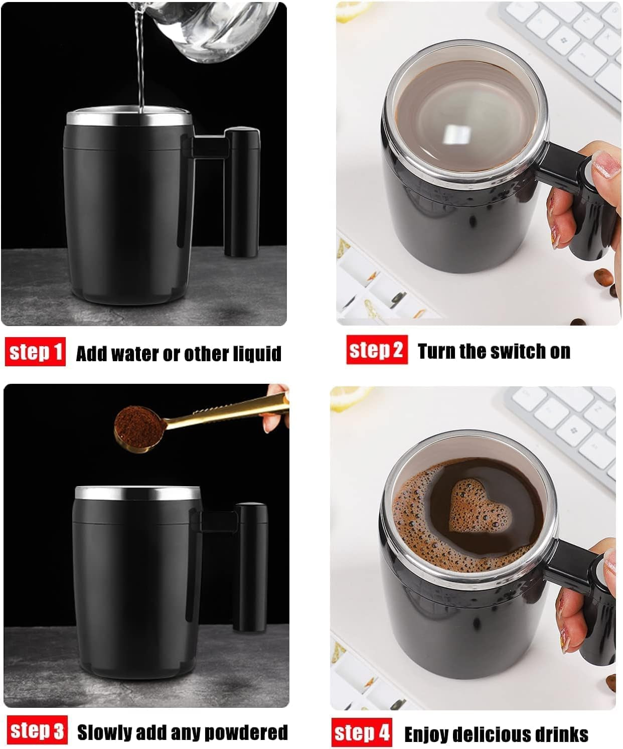 Self Stirring Mug,Rechargeable Auto Magnetic Coffee Mug - Best Coffee and Brew