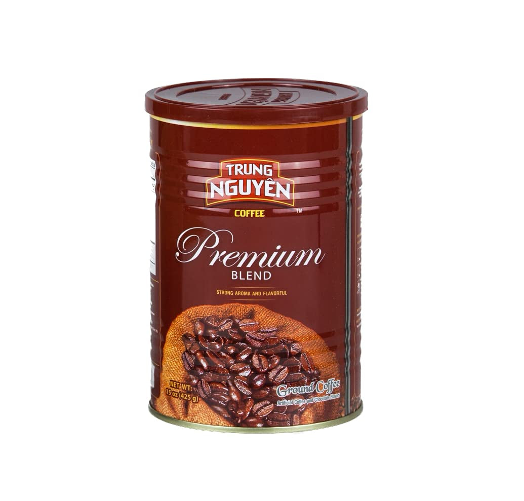 Trung Nguyen — Premium Blend — Roasted Ground Coffee Blend — Strong and Bold — Arabica & Robusta — Chocolate Flavor — Vietnamese Coffee 1 Can (15 Oz) - Best Coffee and Brew