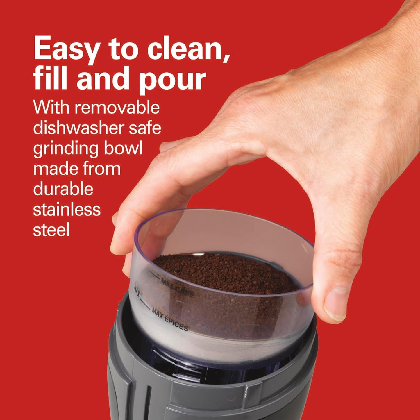 Hamilton Beach Fresh Grind Electric Coffee Grinder for Beans, Spices and More, Stainless Steel Blades, Removable Chamber, Makes up to 12 Cups, Black - Best Coffee and Brew