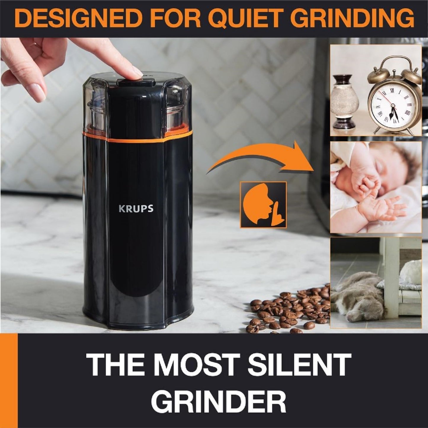 KRUPS: 3Oz Silent Vortex Coffee and Spice Grinder with Removable Bowl - Best Coffee and Brew