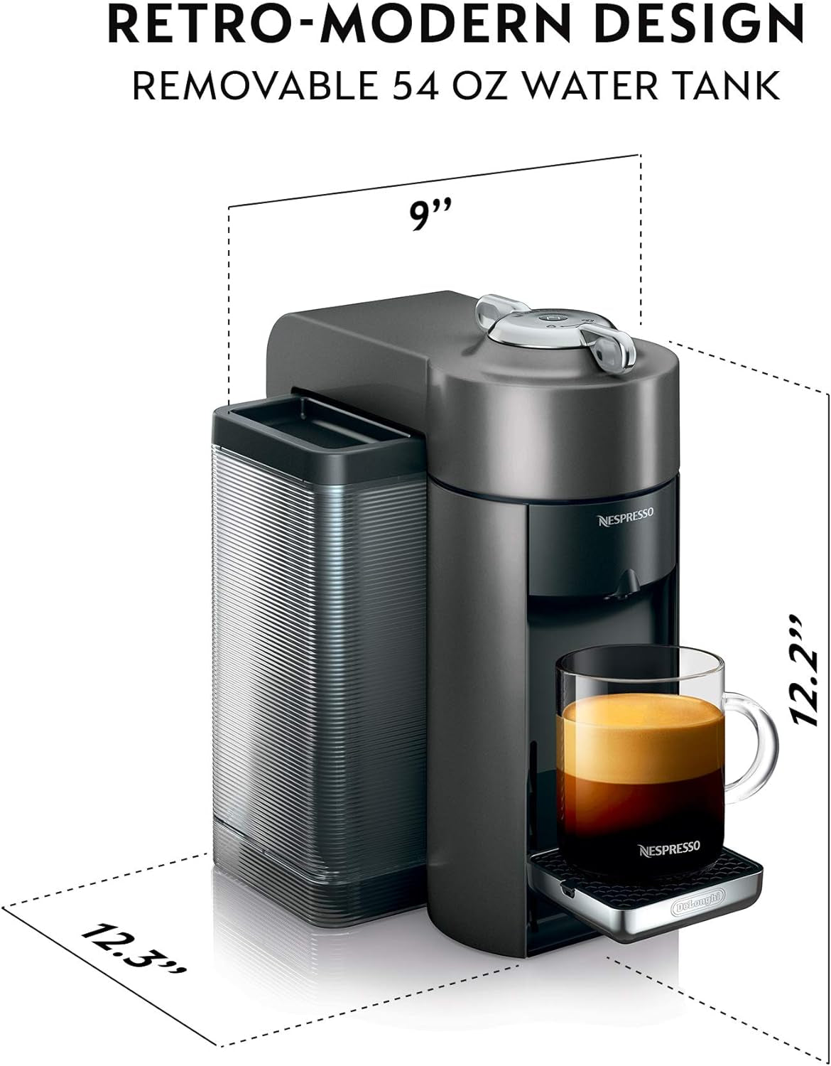 Nespresso ENV135GY Coffee and Espresso Machine by De'Longhi, Graphite Metal Nespresso Vertuoline Coffee, Assortment, 30 Capsules