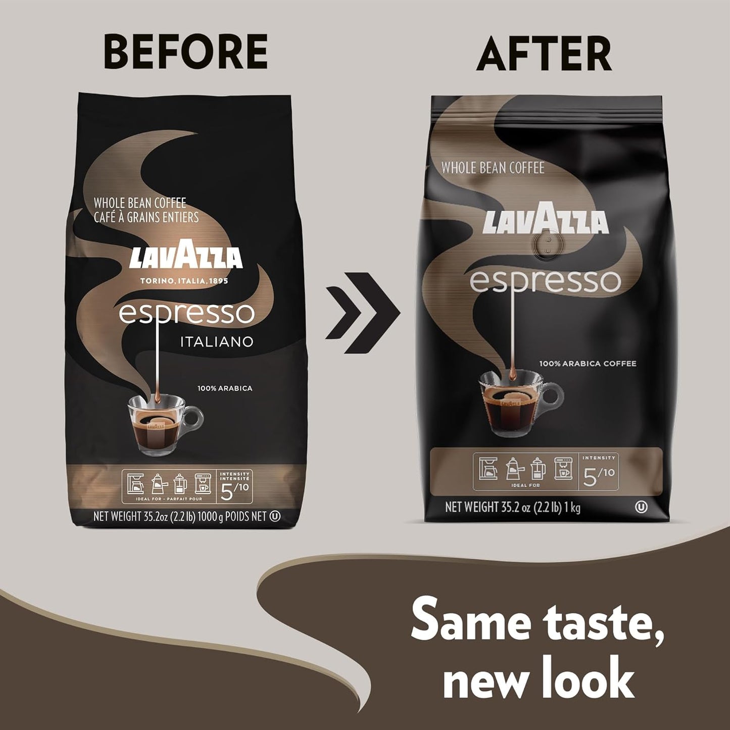 Lavazza Espresso Whole Bean Coffee Blend, Medium Roast, 2.2 Pound Bag (Packaging May Vary) Premium Quality, Non GMO, 100% Arabica, Rich Bodied - Best Coffee and Brew