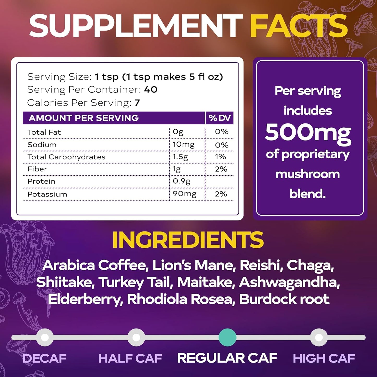 WIXAR Superfood Mushroom Coffee - Instant Coffee Powder, Ten Superfood Extracts with Lion'S Mane, Turkey Tail, Reishi, Chaga, Shiitake, Ashwagandha, Rhodiola Rosea, Elderberry, 5Oz Mushroom Supplement