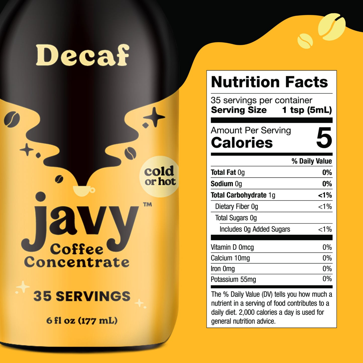 Javy Decaf Cold Brew & Iced Coffee Concentrate, Decaf Instant Coffee Liquid, Hot & Cold Coffee, Medium Roast Arabica, Decaf Water Process Coffee - Best Coffee and Brew