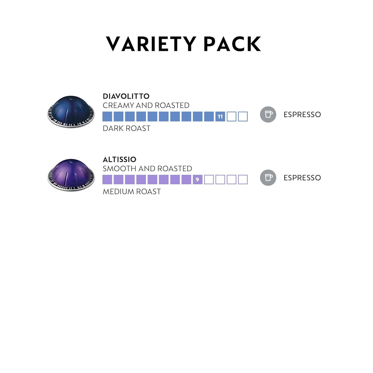 Nespresso Capsules Vertuo, Espresso Bold Variety Pack, Medium and Dark Roast Espresso Coffee, 40-Count Espresso Pods, Brews 1.35Oz. - Best Coffee and Brew