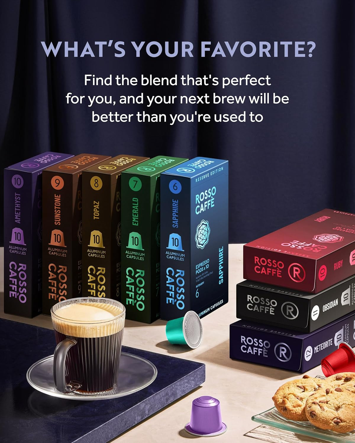 ROSSO CAFFE Espresso Coffee Pods, Compatible with Nespresso Original Machines, Reserve Variety Pack, 80 Capsules - Made in Italy - Best Coffee and Brew