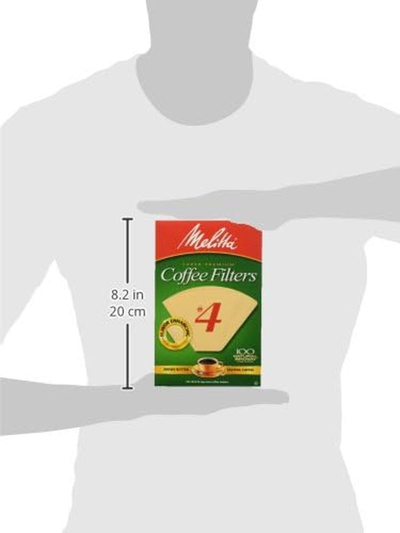 #4 Cone Coffee Filters, Unbleached Natural Brown, 100 Count (Pack of 6) 600 Total Filters Count - Packaging May Vary - Best Coffee and Brew