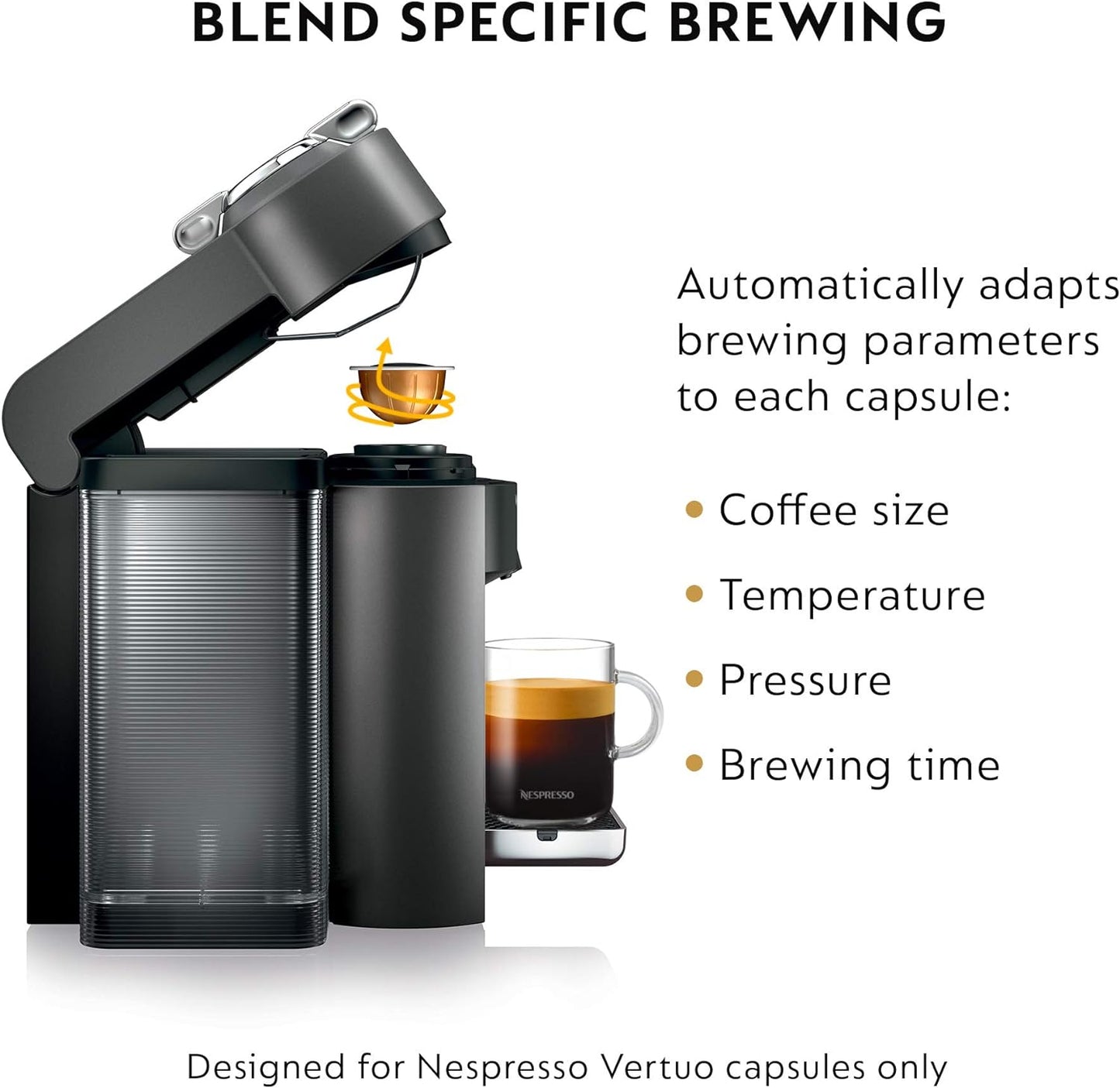 Nespresso ENV135GY Coffee and Espresso Machine by De'Longhi, Graphite Metal Nespresso Vertuoline Coffee, Assortment, 30 Capsules
