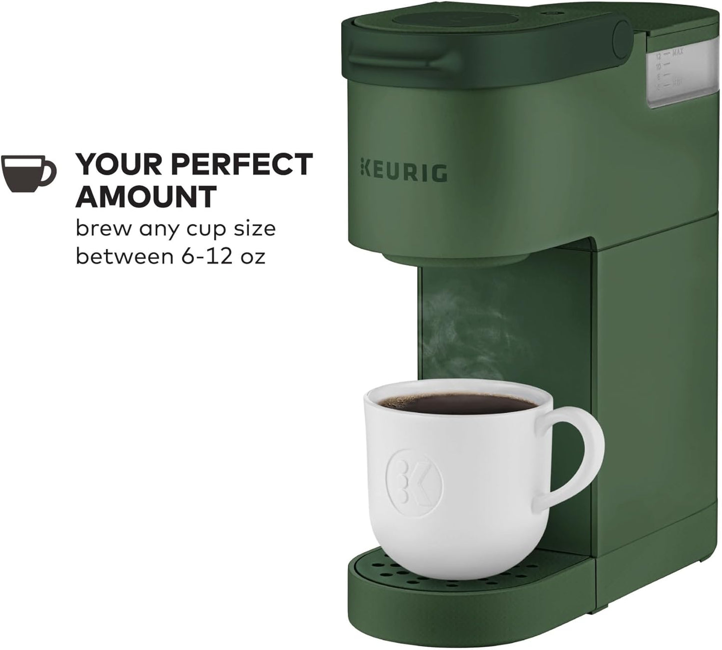Keurig K-Mini Single Serve K-Cup Pod Coffee Maker, 6 to 12Oz Brew Size, with Cord Storage, Perfect for Small Spaces, Evergreen - Best Coffee and Brew