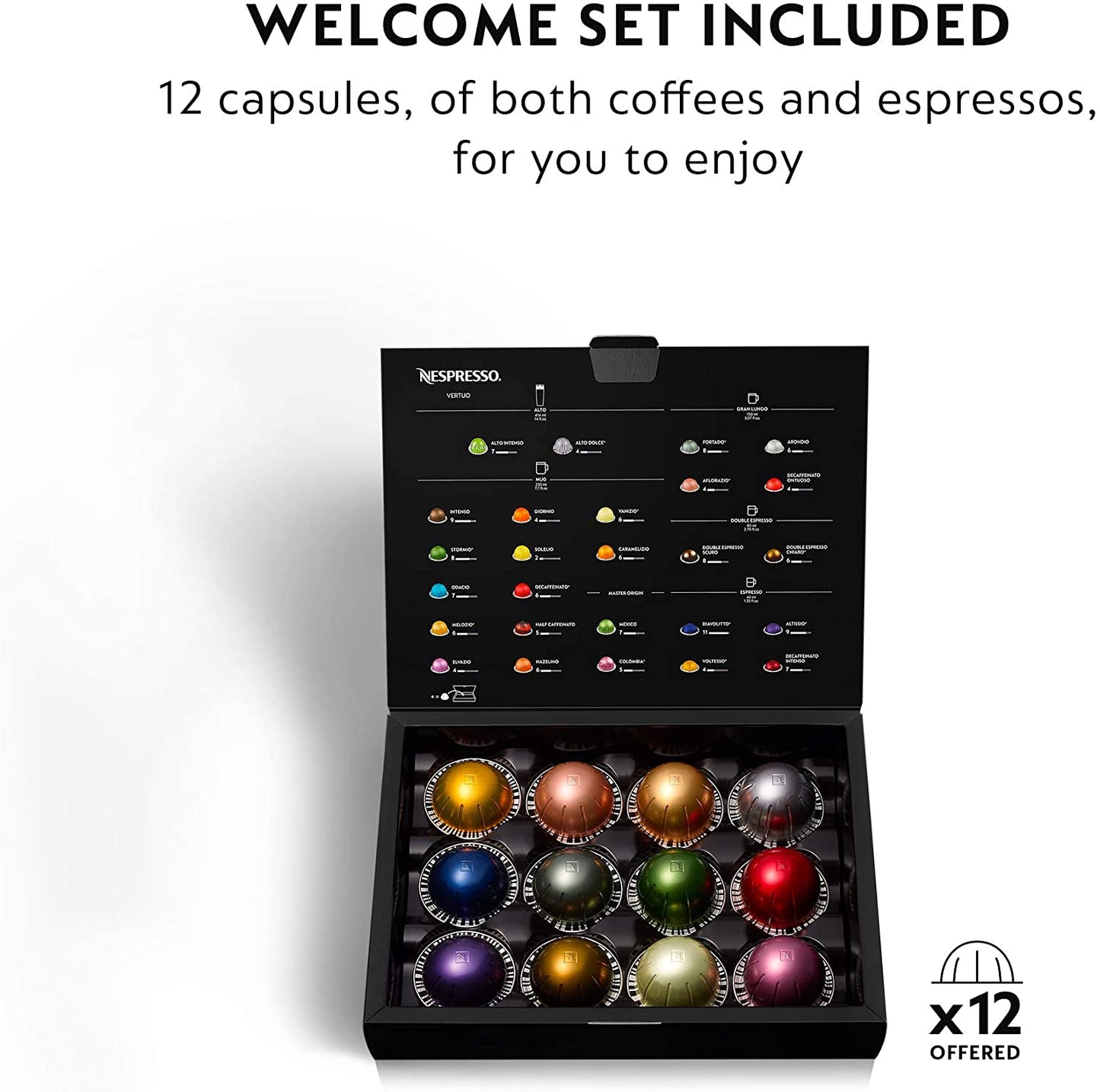Nespresso ENV135GY Coffee and Espresso Machine by De'Longhi, Graphite Metal Nespresso Vertuoline Coffee, Assortment, 30 Capsules