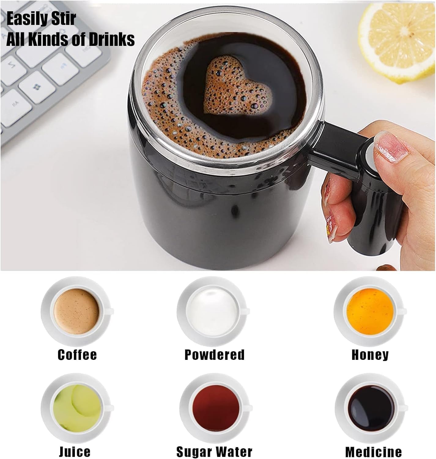 Self Stirring Mug,Rechargeable Auto Magnetic Coffee Mug - Best Coffee and Brew