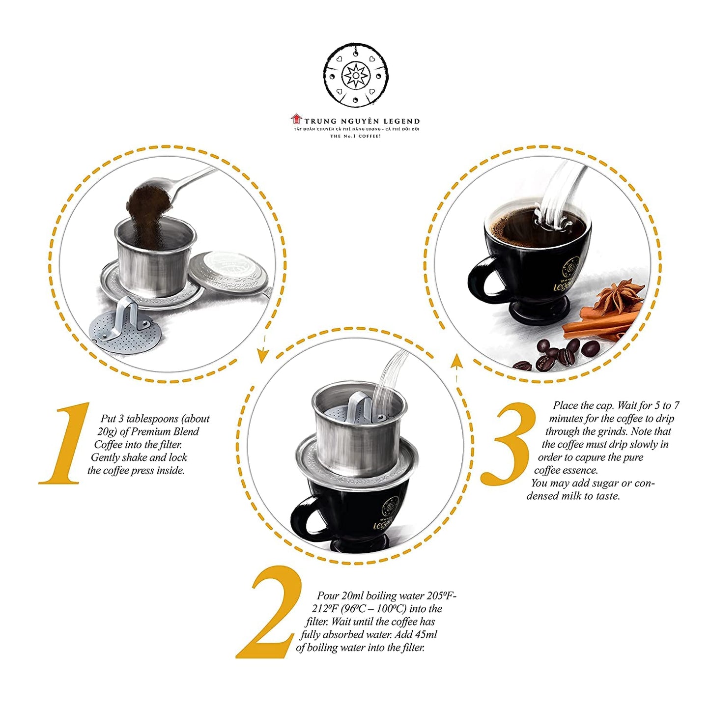 Trung Nguyen — Premium Blend — Roasted Ground Coffee Blend — Strong and Bold — Arabica & Robusta — Chocolate Flavor — Vietnamese Coffee 1 Can (15 Oz) - Best Coffee and Brew