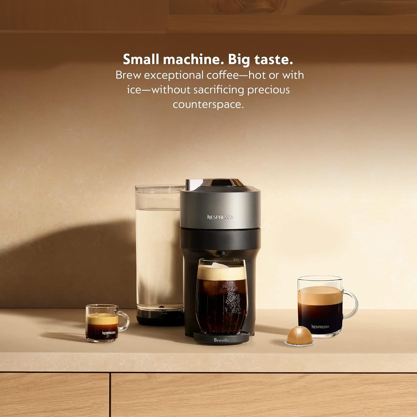 Nespresso Vertuo Pop+ Deluxe Coffee and Espresso Maker by Breville, Titan