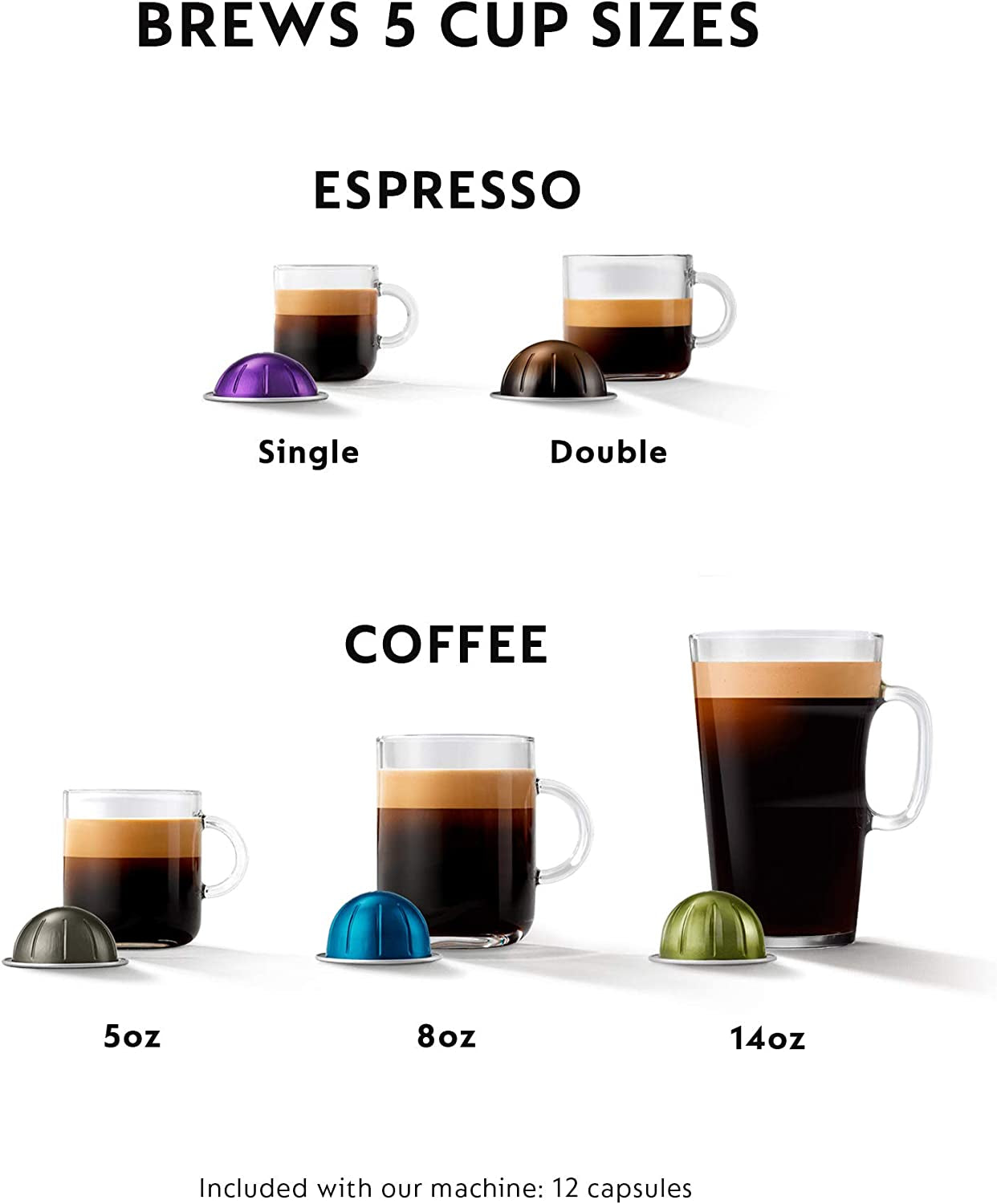 Nespresso ENV135GY Coffee and Espresso Machine by De'Longhi, Graphite Metal Nespresso Vertuoline Coffee, Assortment, 30 Capsules