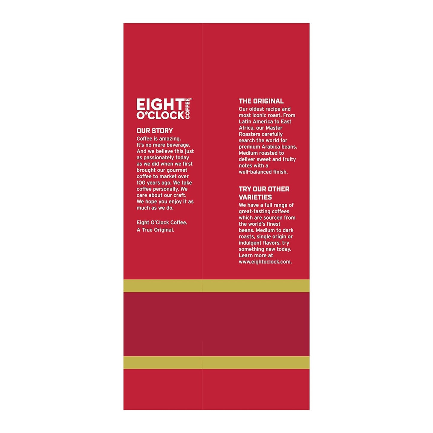 Eight O'Clock Coffee the Original, 32 Ounce (Pack of 1) Medium Roast Ground Coffee 100% Arabica, Sweet, Fruity, Well Balanced - Best Coffee and Brew