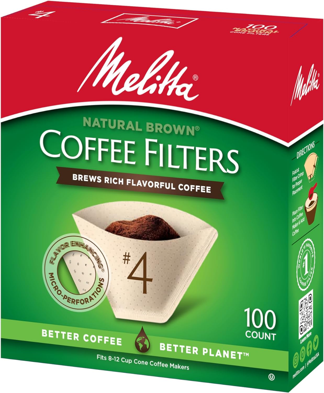 #4 Cone Coffee Filters, Unbleached Natural Brown, 100 Count (Pack of 6) 600 Total Filters Count - Packaging May Vary - Best Coffee and Brew