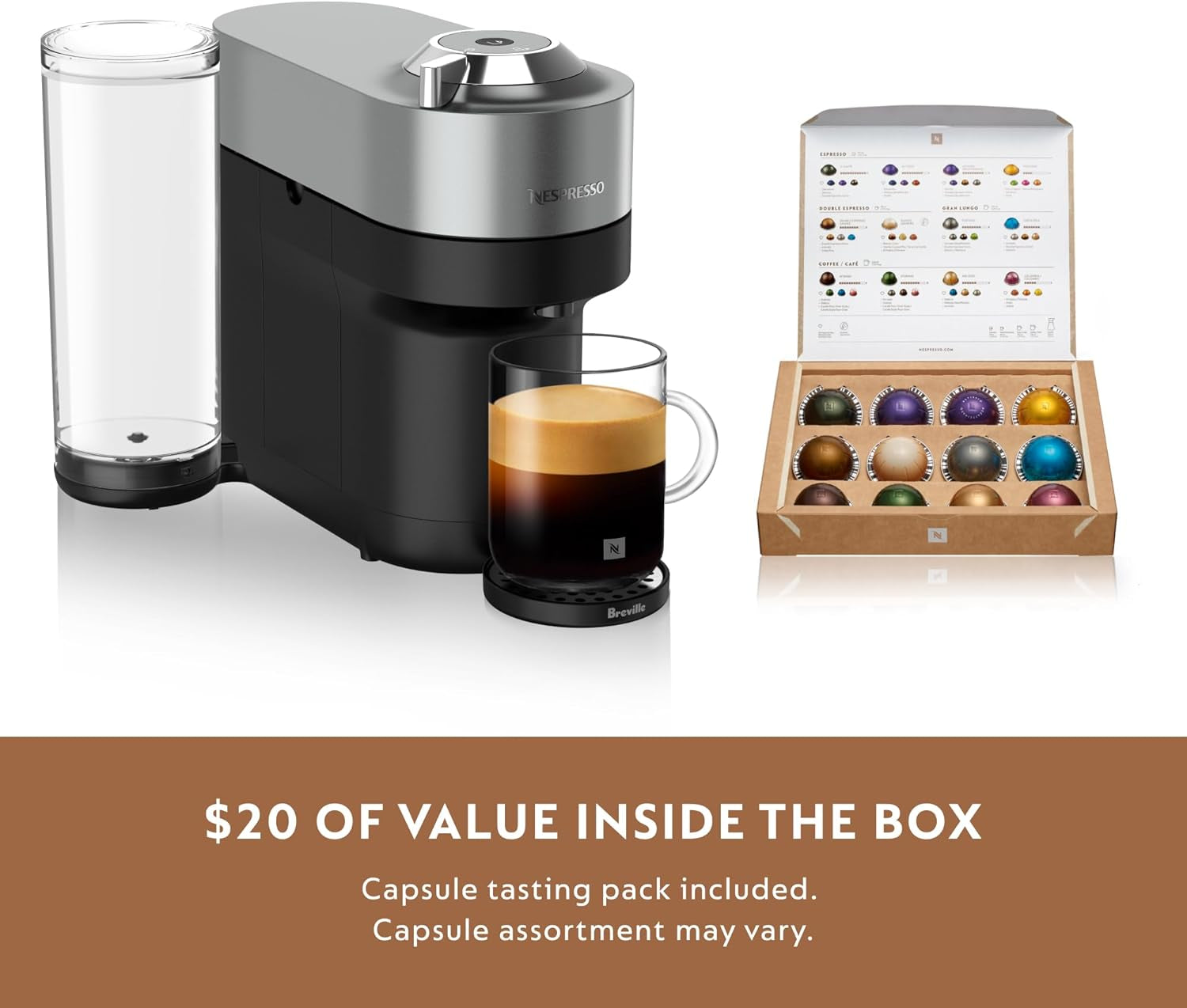 Nespresso Vertuo Pop+ Deluxe Coffee and Espresso Maker by Breville, Titan