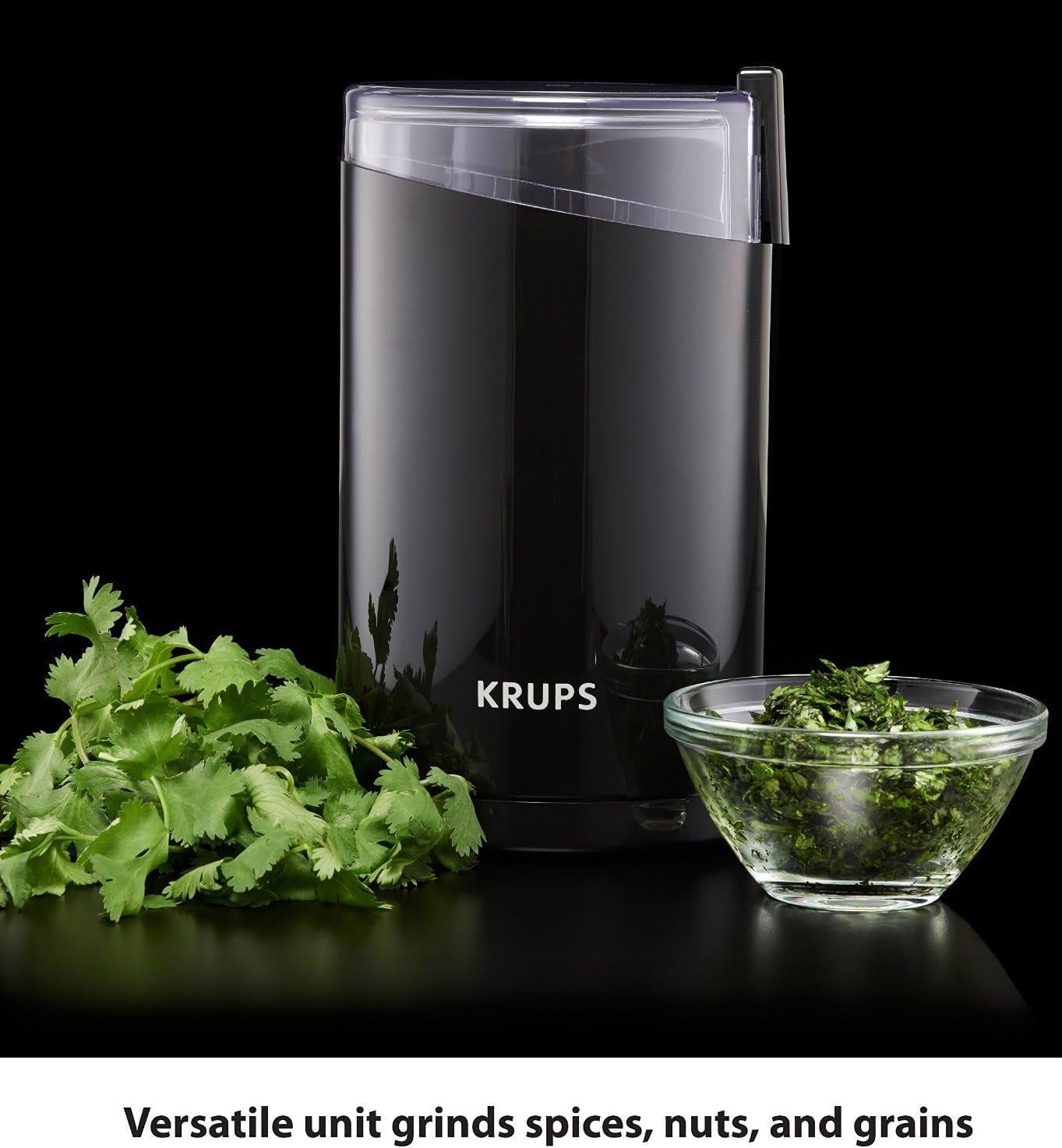 KRUPS One-Touch Coffee and Spice Grinder 3 Ounce Bean Hopper Easy to Use, One Touch Operation 200 Watts Coffee, Spices, Dry Herbs, Nuts, 12 Cup Black - Best Coffee and Brew